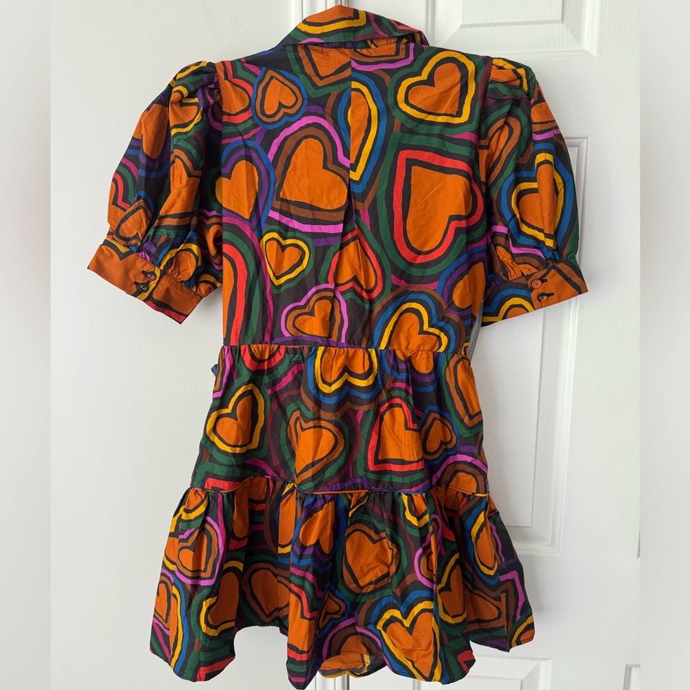 Farm Rio Heart Print Front-Bow Mini Dress - Picture 9 of 12